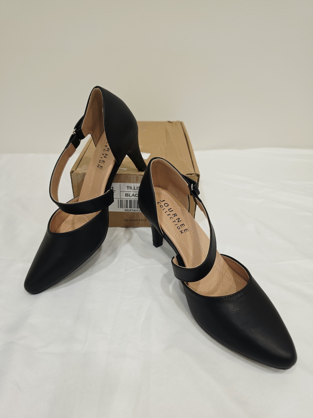 Journee Collection Tillis Black Women's Pointed Toe Ankle Strap Heels